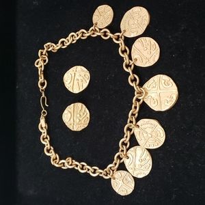 MONET Coin Necklace/Earrings Set